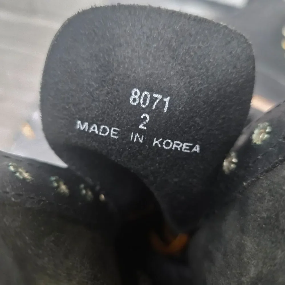 Rockwood 8071 Vintage Black Leather Logger Work Boots Made in Korea Youth Size 2